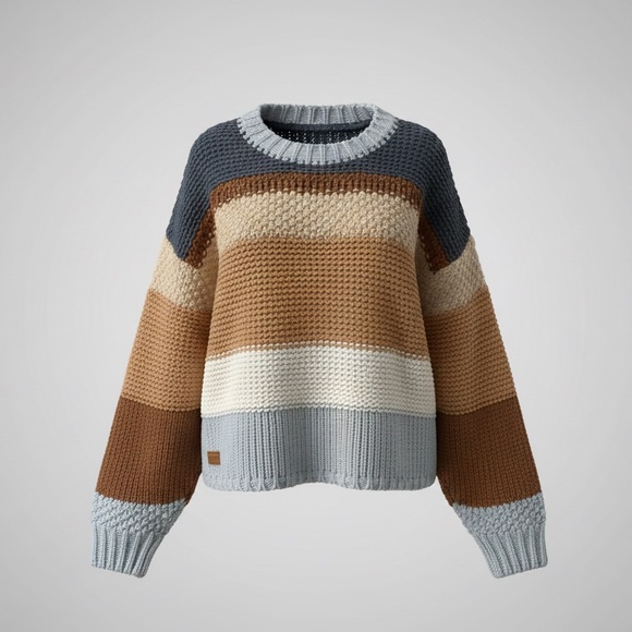 Simply Southern Striped Cropped Sweater for Women in Coast Size Medium - Picture 2 of 4